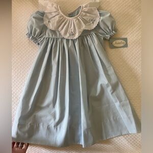 Auraluz NWT dress blue with floral with neck embroidered flowers